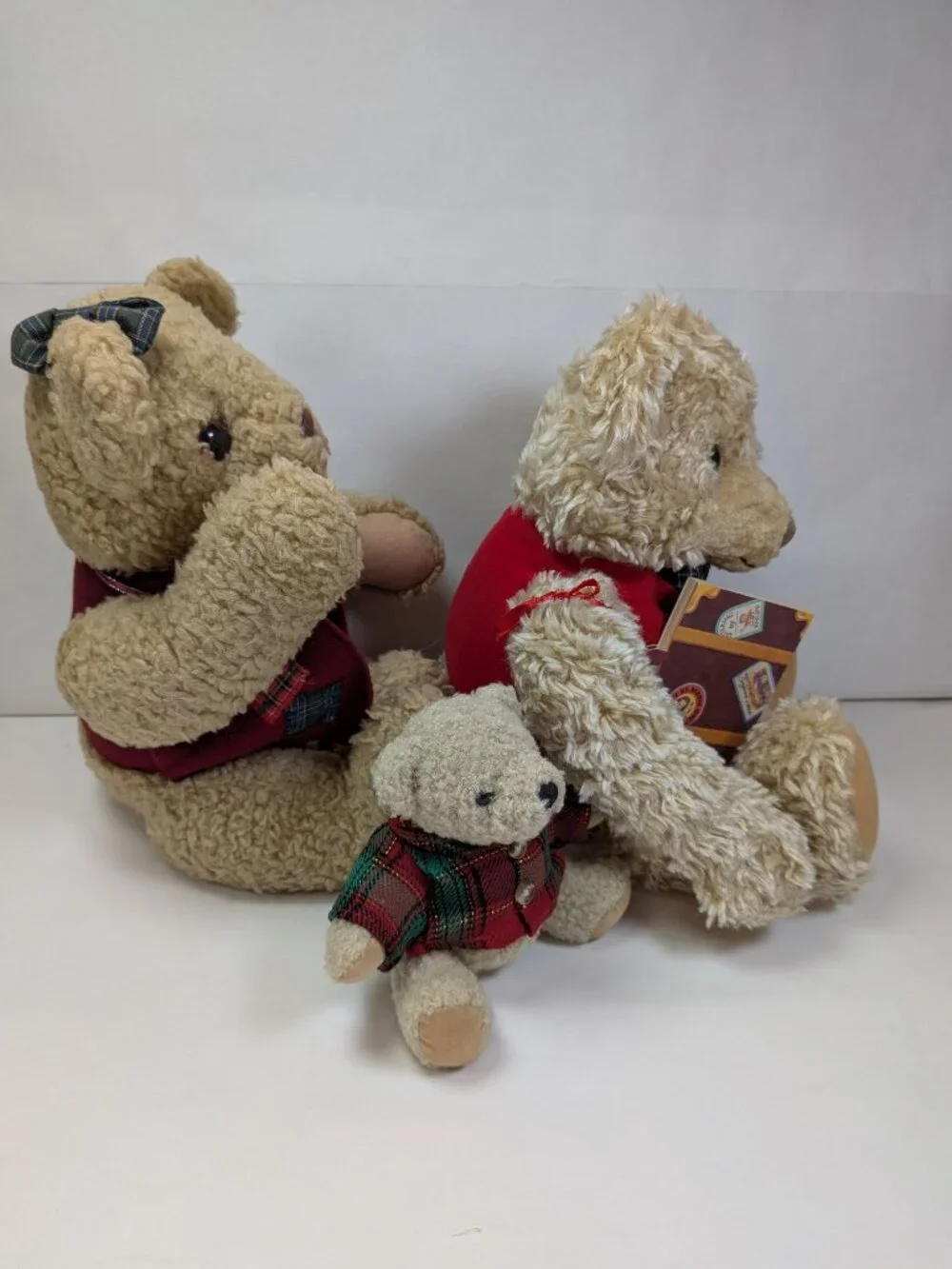 Vintage Teddy Bear Plush Lot of 3 Hallmark Tyler Teddy Geppeddo Fiesta Christmas